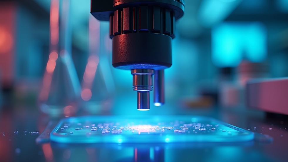Eye-level view of laboratory equipment used for fluorescent protein analysis