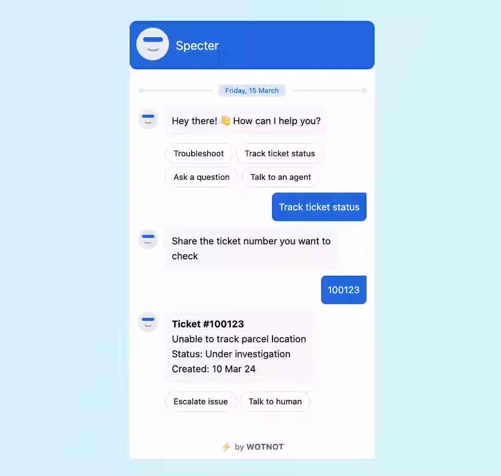 Demonstration of automated customer conversation powered by QWIC AI