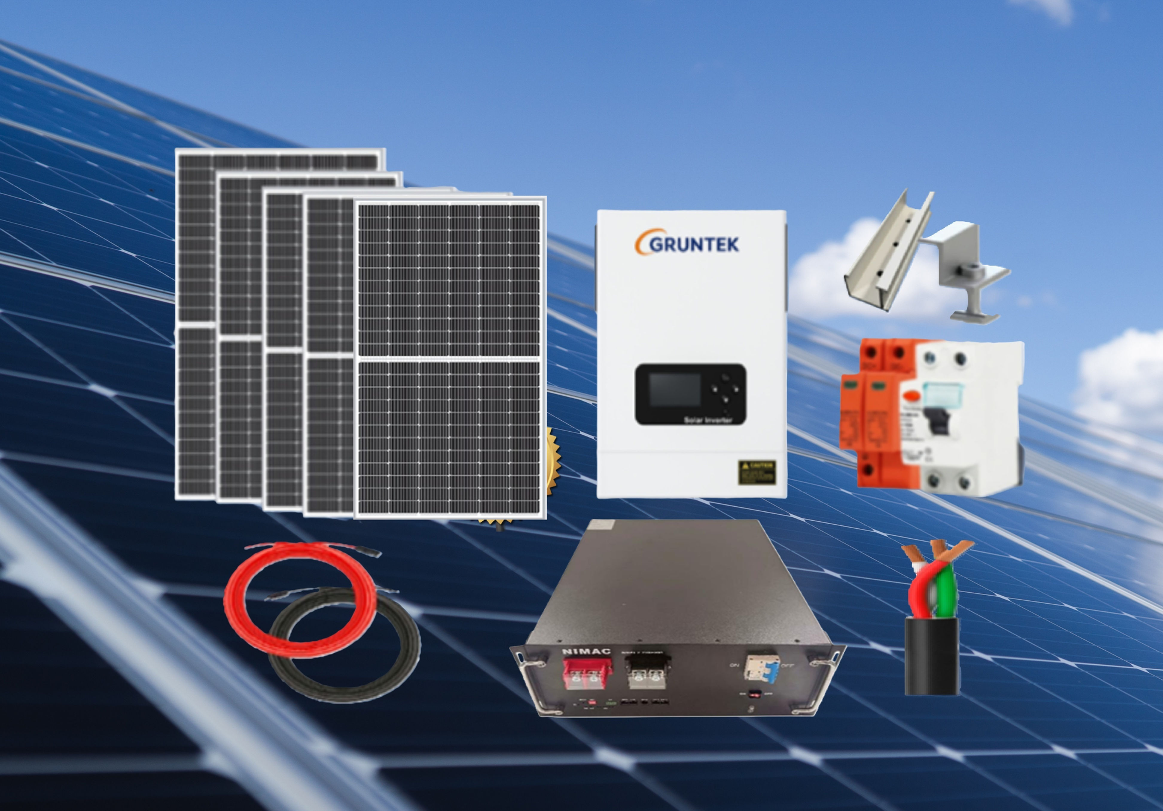 Sistema fotovoltaico 10kWh completo con batería de litio