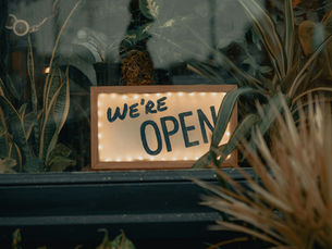 We're open sign!