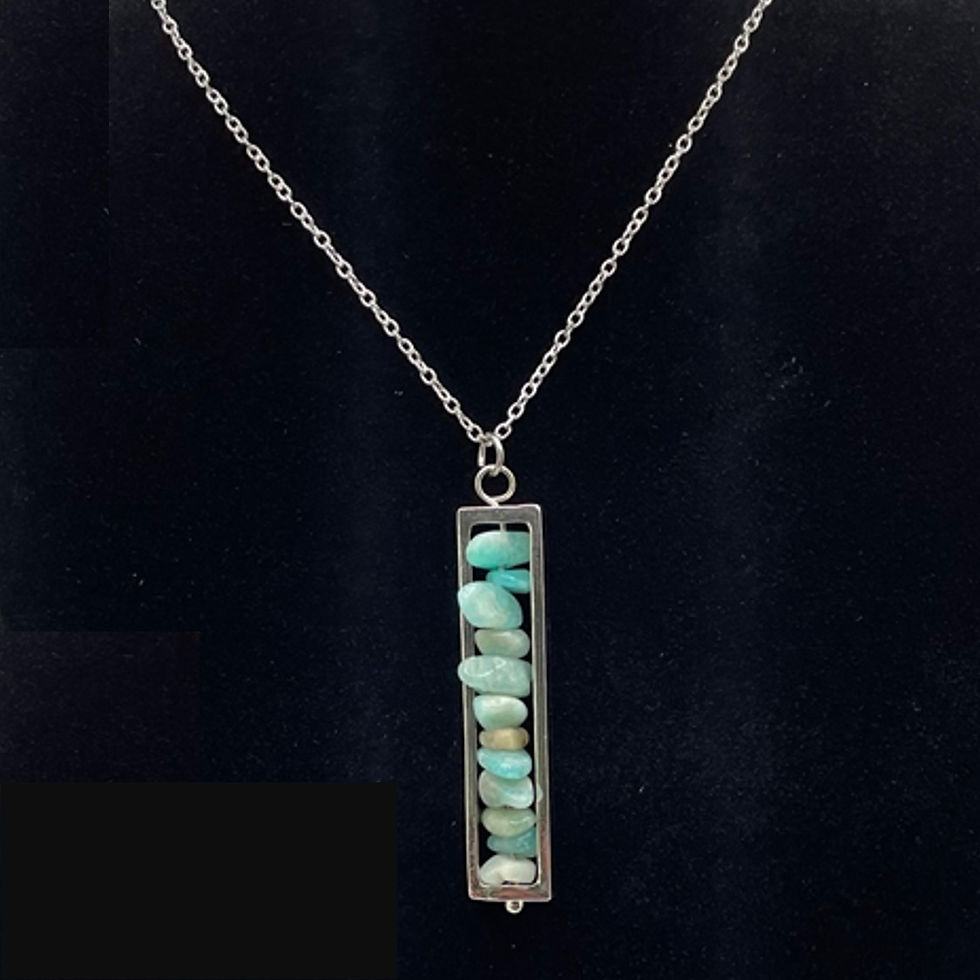 Teal Amazonite Gemstone Pendant Necklace