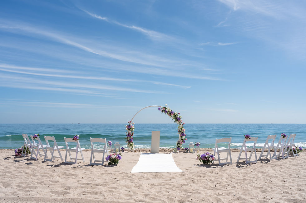 Spring Blossom decoration package with rounded arch and white, pink and purple floral arrangement - Modern style wedding