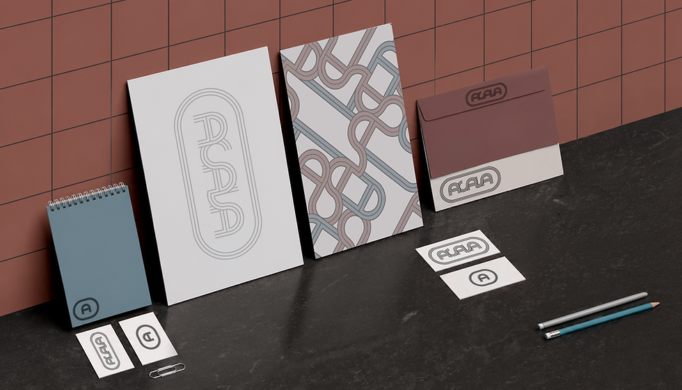 Branded stationery set including notebooks and envelopes with PLAA logo
