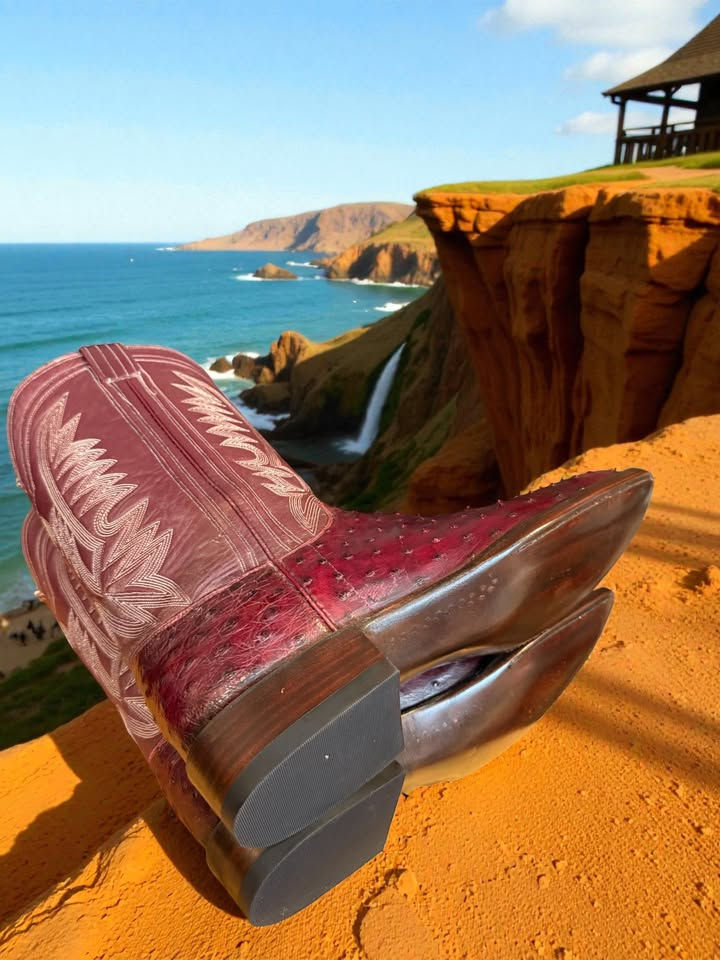 Thumbnail: M.L. Leddy Custom Dark Cherry Exotic FQ Ostrich 12.5-D/E REDONE! 996-40498