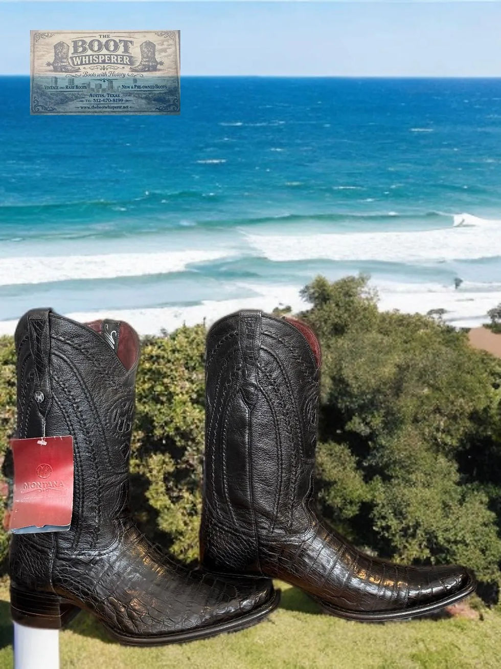 Thumbnail: Montana 1938 Black Caiman Belly Crocodile Brand New! Size 9-E 1187-19829