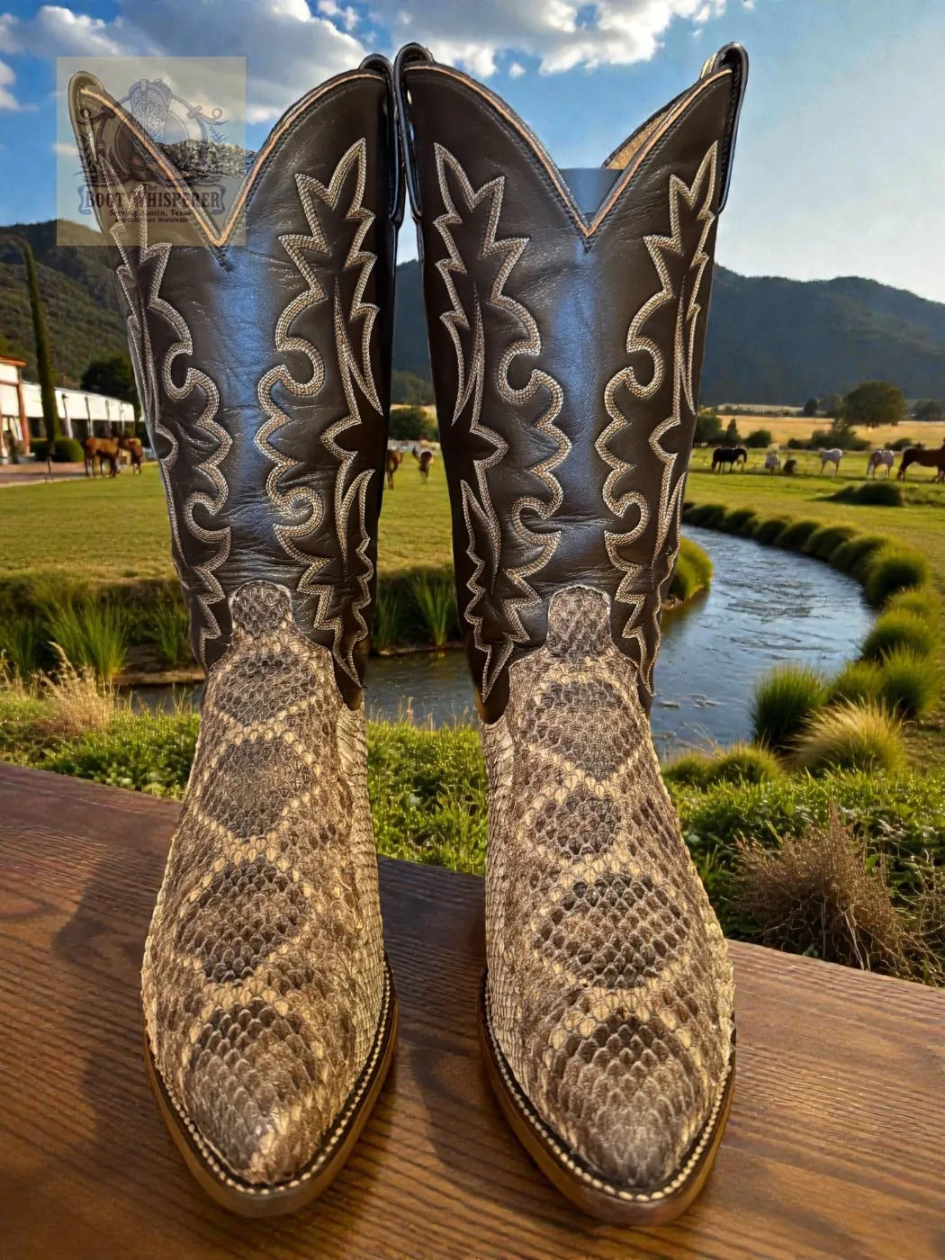 Dan Post Handmade USA Western Diamondback Rattlesnake 56580 Sz 9.5-D 1133-28532