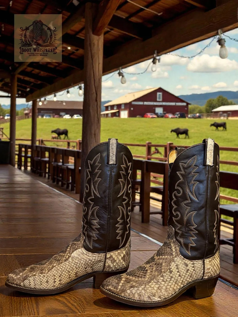 Thumbnail: Dan Post Handmade USA Western Diamondback Rattlesnake 56580 Sz 9.5-D 1133-28532