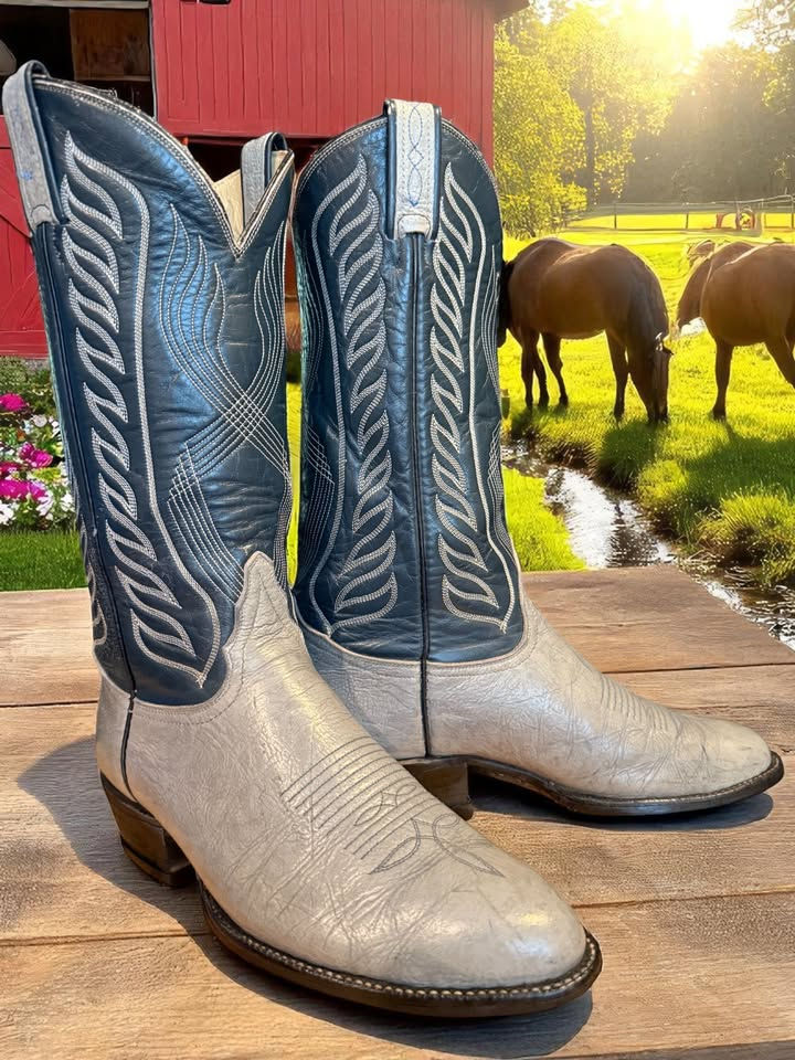 Thumbnail: Tony Lama Gold Label Vintage Gray Antelope 8056 Sz 7.5-D All Original 749-2061