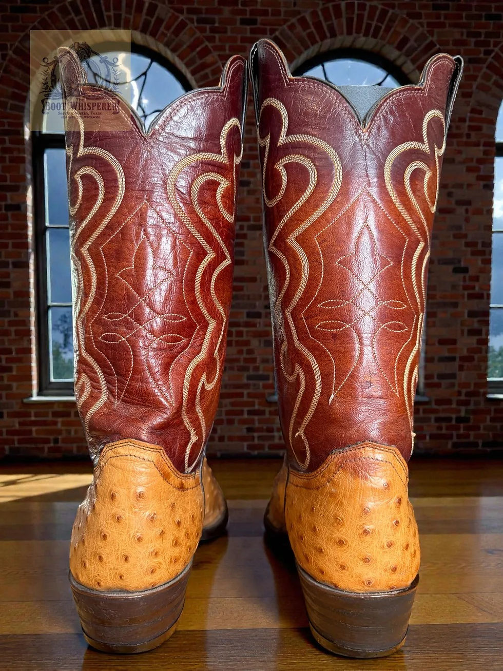 Thumbnail: Justin Boots Exotic Full Quill Ostrich Tan 8787 Size 9.5-D NICE! 1106-12396