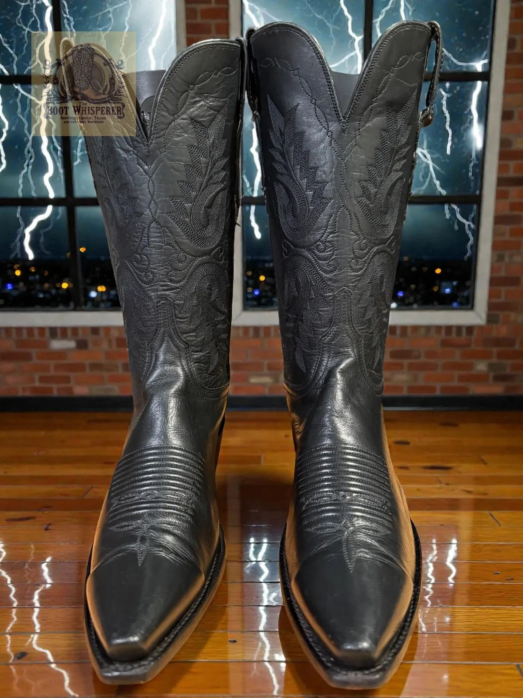 Lucchese 1883 Classic Black Santini Goat N4501.54 Sz 9-B NICE! 1142-12614