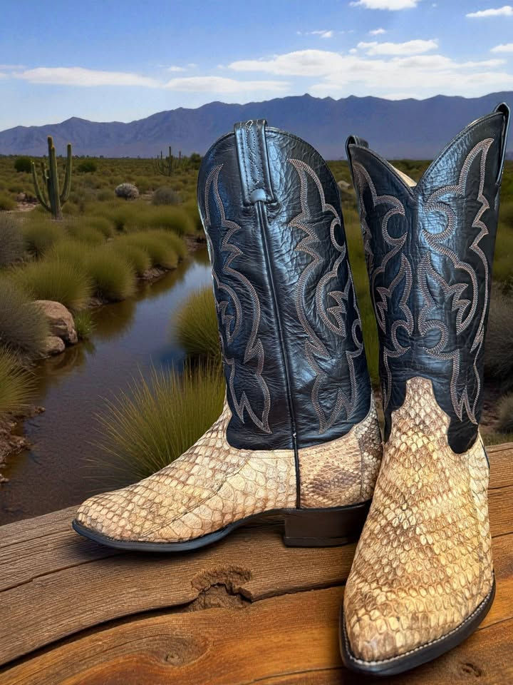 Thumbnail: Tony Lama USA Exotic Western Diamondback Rattlesnake 8881 Size 10.5-D 1007-29500