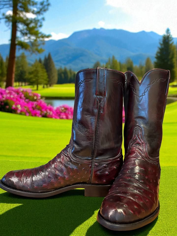 Thumbnail: Lucchese Classics Handmade 2003 Blk Cherry FQ Exotic Ostrich 9-D Roper 802-21319