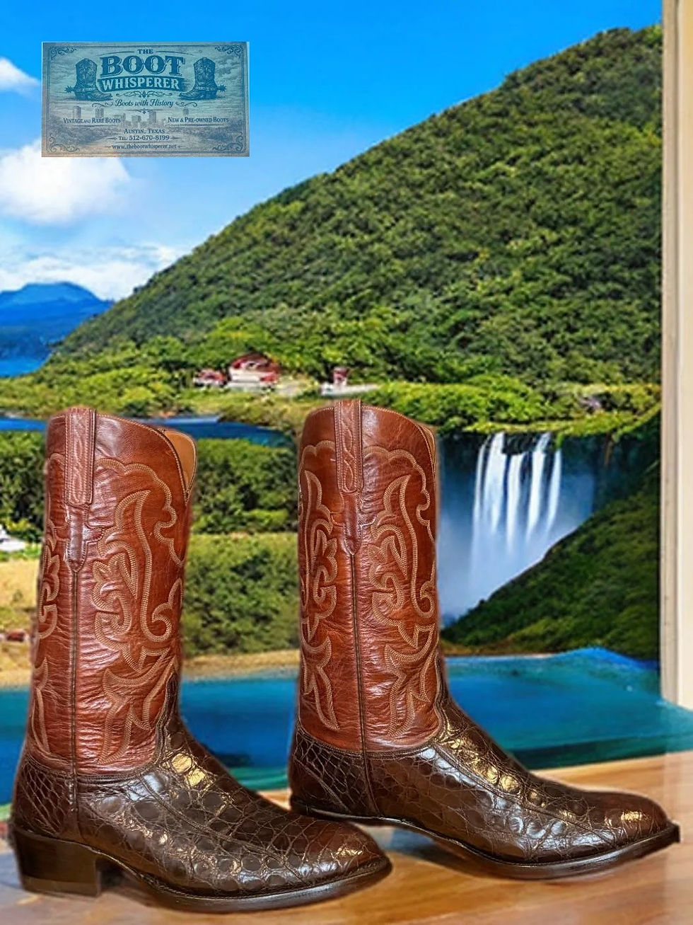 Thumbnail: Lucchese San Antonio Brown Handmade Am Alligator Belly 6320RX 10.5-D 1252-53692