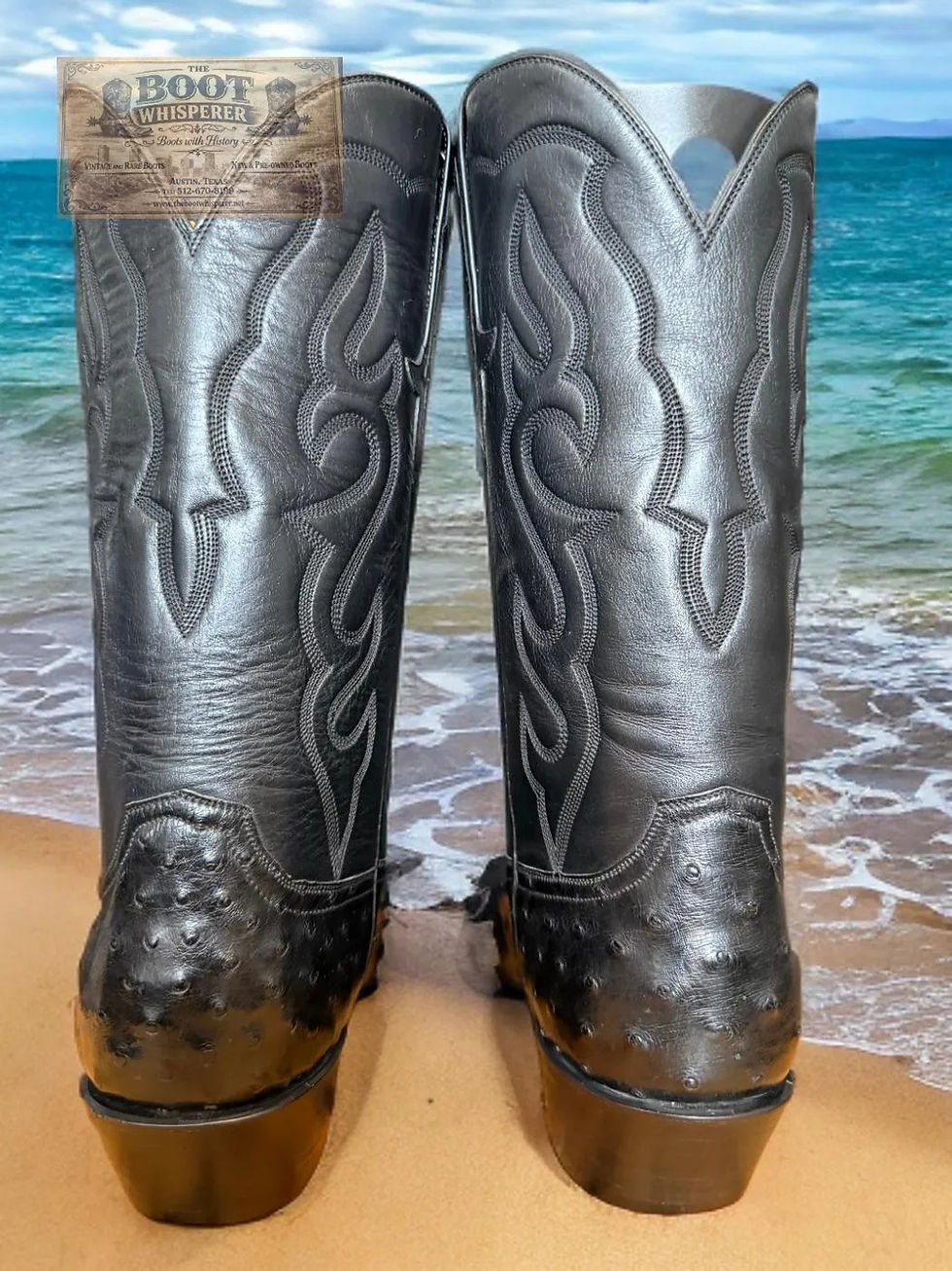 Thumbnail: Stallion Custom Black Full Quill Ostrich Size 9-D GORGEOUS! 1190-40000