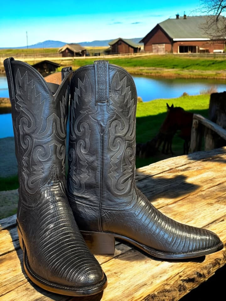 Thumbnail: Lucchese Classics Handmade 2002 L121164 Size 9.5-D Black Tegu Lizard WOW 847-260