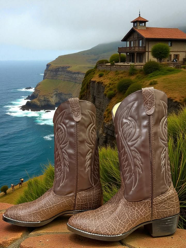 Thumbnail: Bronco Brown Bull Shoulder Print Man Made WM1951 10.5-D BRAND NEW! 1021-8515