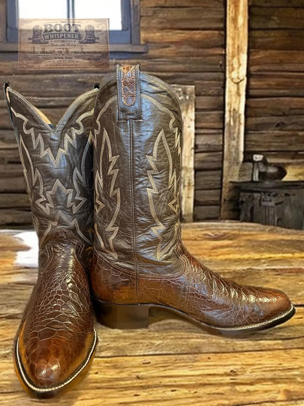 Thumbnail: Montana Boots Exotic Pre-Ban Dark Chocolate Sea Turtle Sz 12-D RARE! 1084-100824