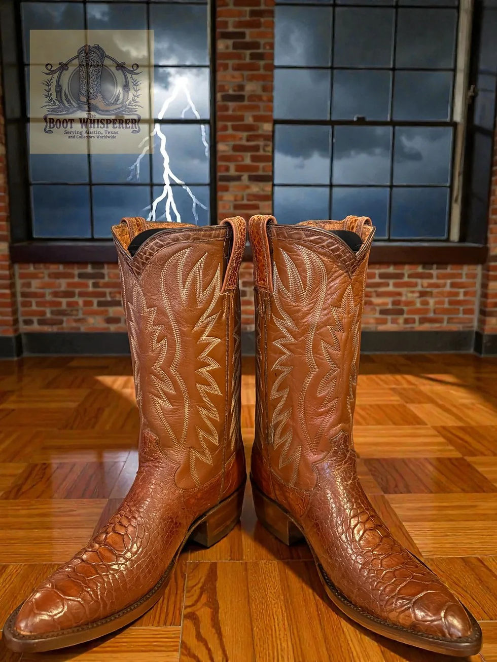 Thumbnail: Justin Exotic PreBan Chocolate Sea Turtle Style 9302 Sz 9-B RESTORED! 1075-41519