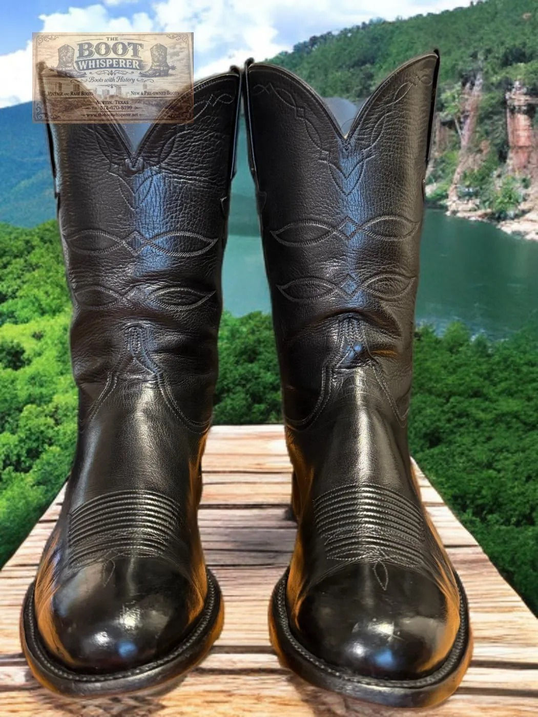 Lucchese Classics Handmade Black Calfskin GA9948R2 Size 12-D Roper 1354-17865