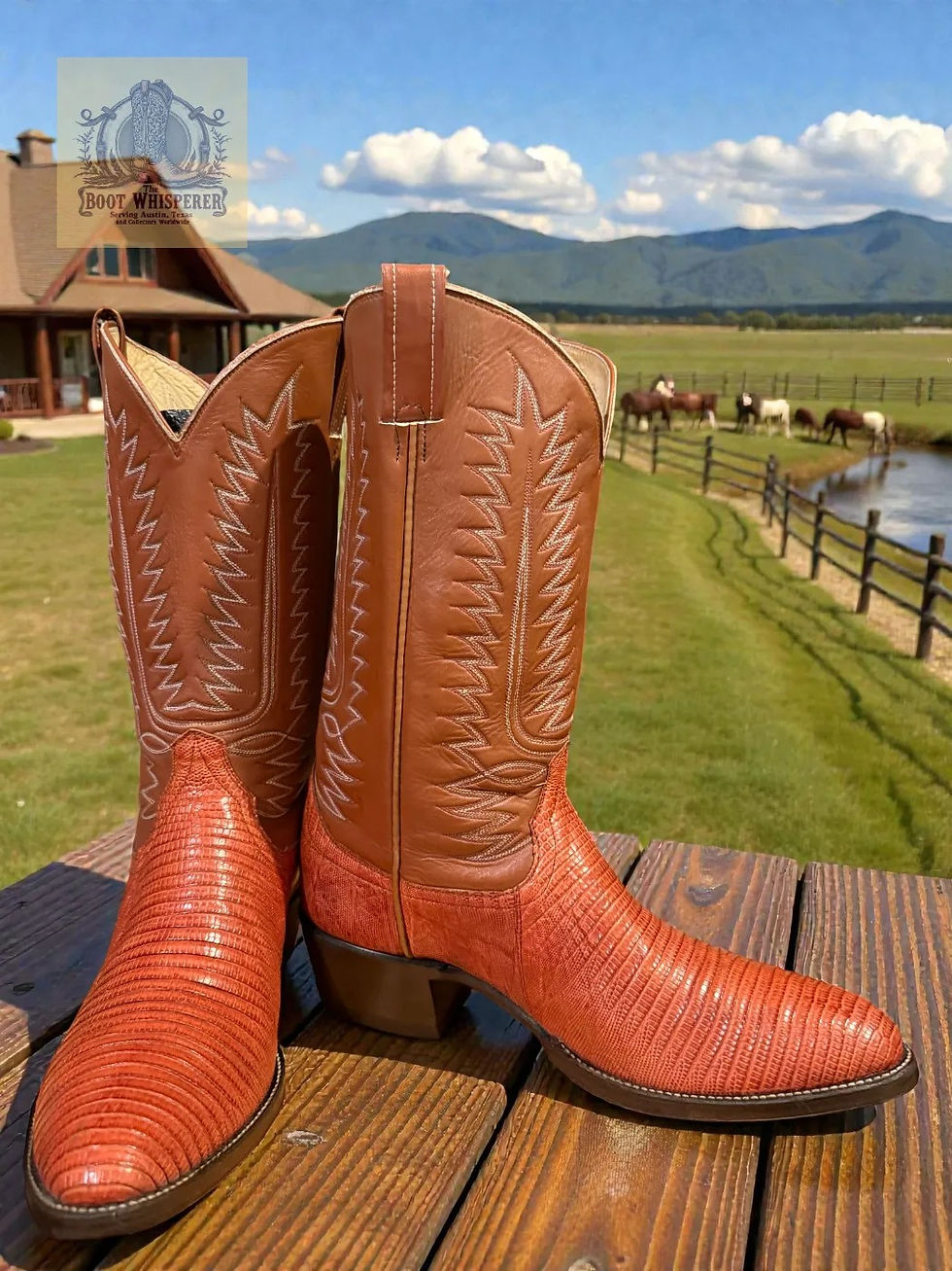 Thumbnail: Cowtown Vintage 1990 W840 Chestnut Tegu Lizard 12-D FANTASTIC! 1080-11390