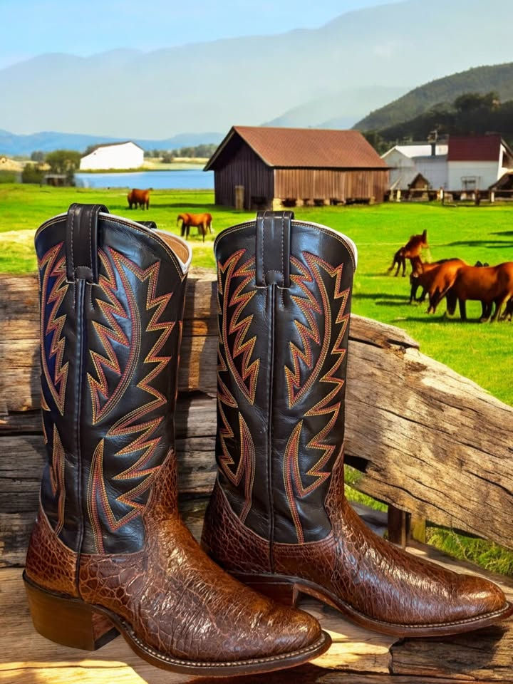 Thumbnail: Nocona Vintage Brown PRE-BAN Exotic Sea Turtle J3964 Size 6.5-B 854-23424