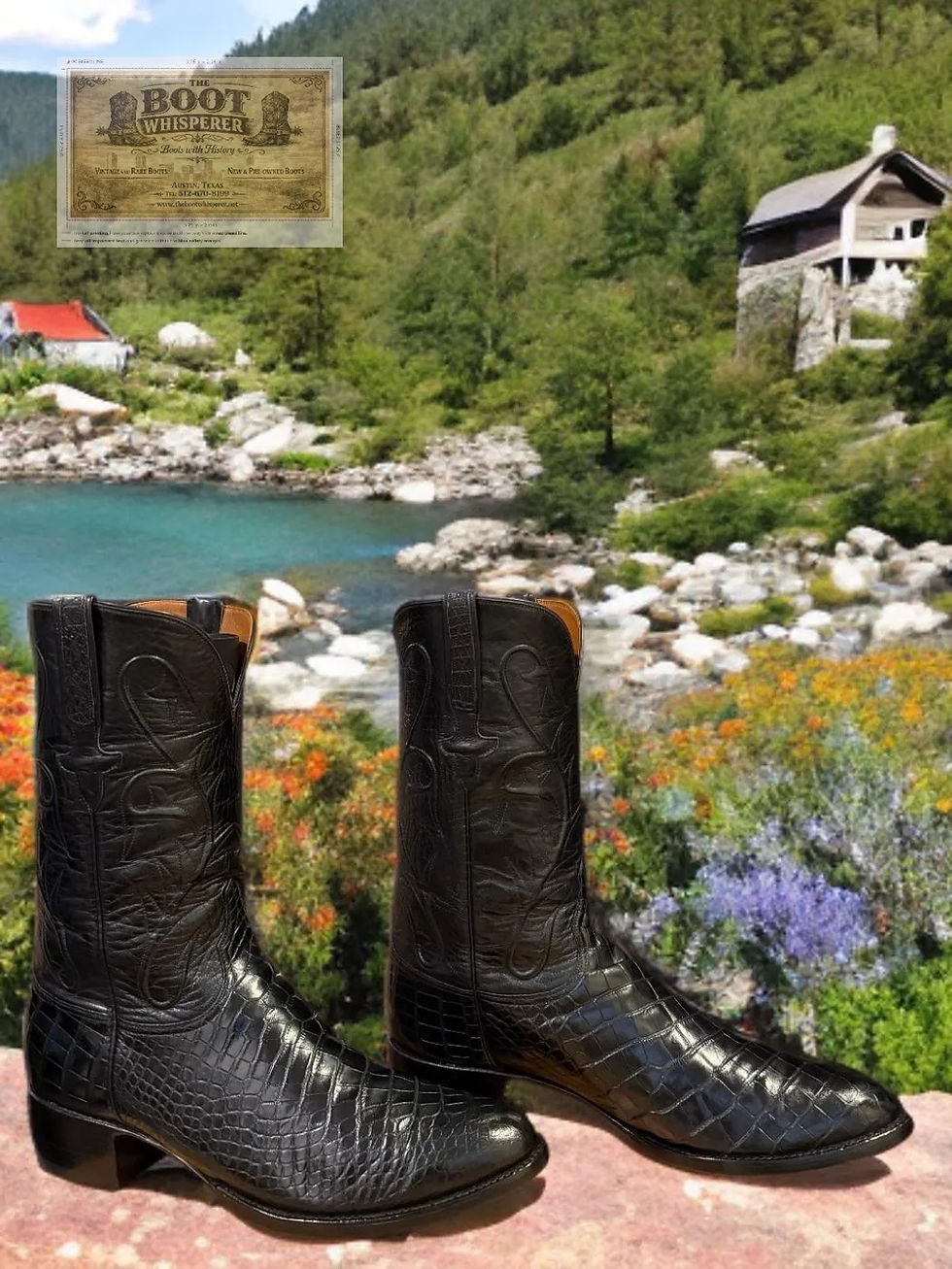 Thumbnail: Lucchese Handmade El Paso 1991 Am Black Alligator Bias Cut L6308 13-D 1202-10610