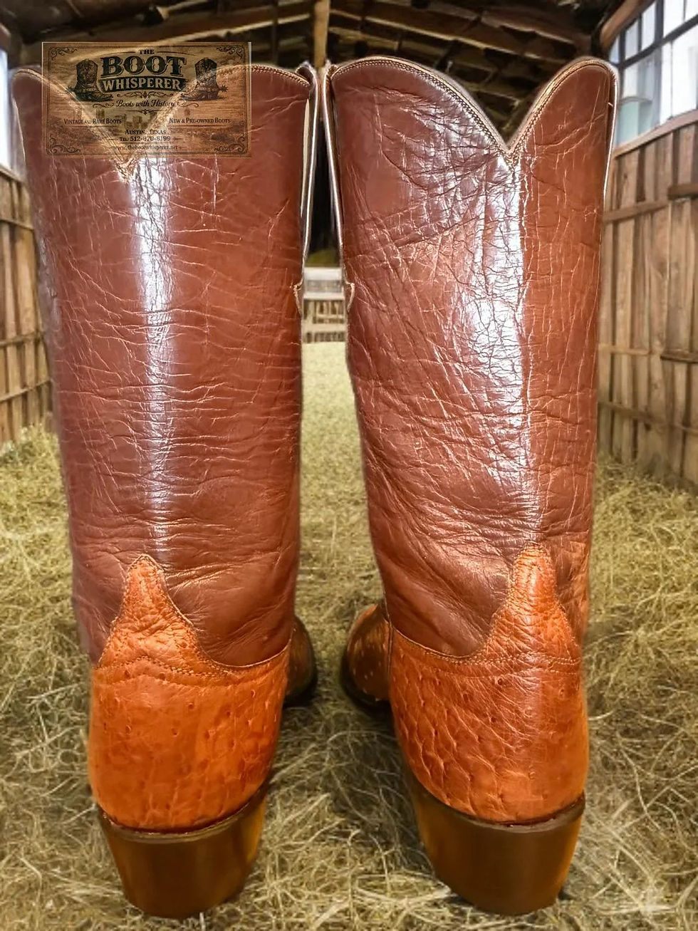 Thumbnail: Lucchese Classcis Handmade 2001 Inlay Exotic FQ Ostrich Brn Sz 9.5-D 1276-31700