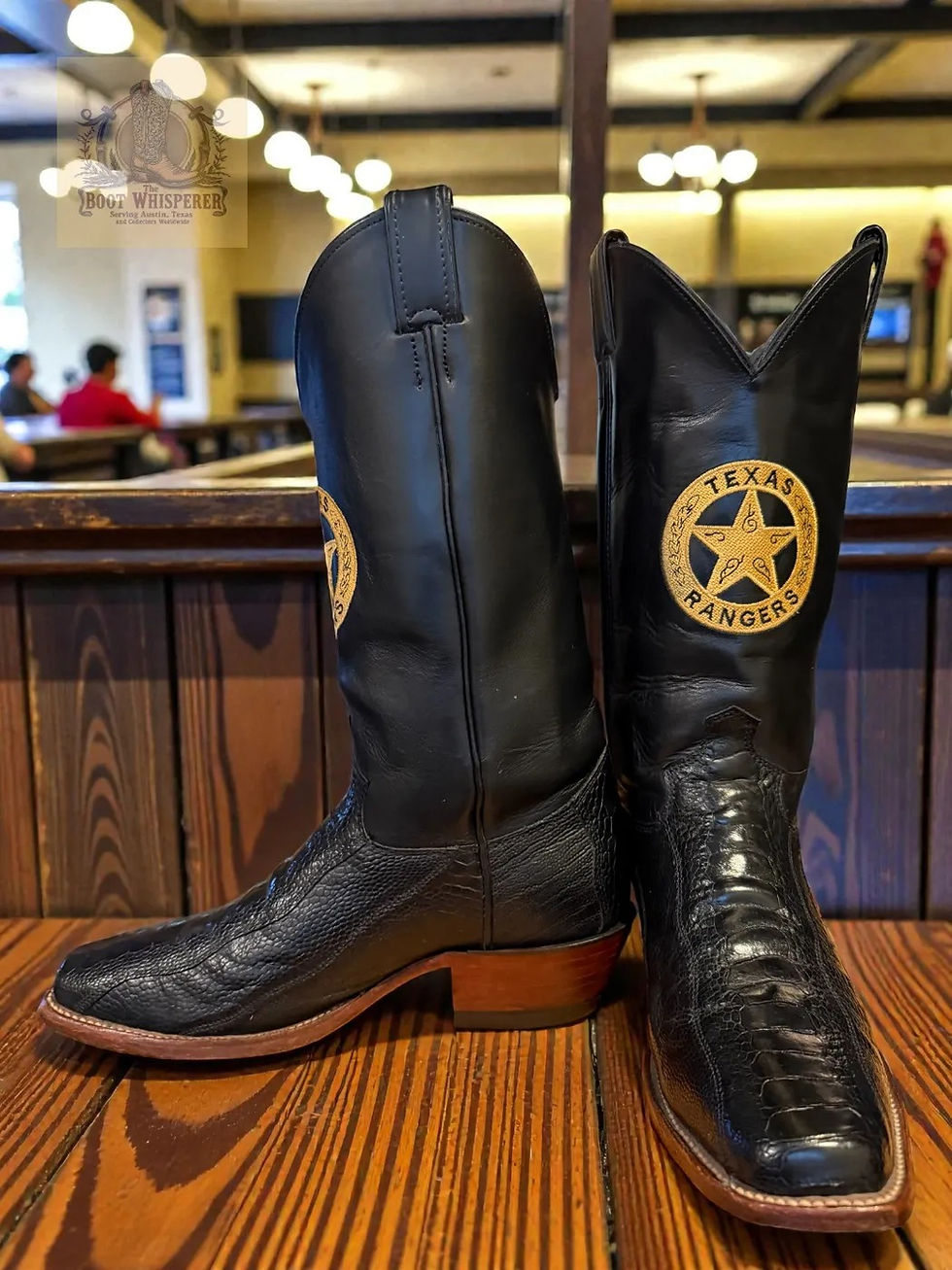 Thumbnail: Justin Boots TEXAS RANGER P6405 Black Exotic Otrich Leg Size 8.5-D 1122-22725