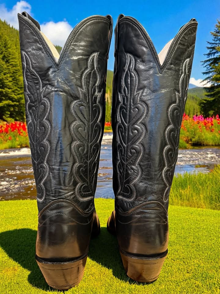 Thumbnail: Olathe Handmade in USA Black Super Soft Calfskin 7605Z 13-D Fantastic! 804-15150