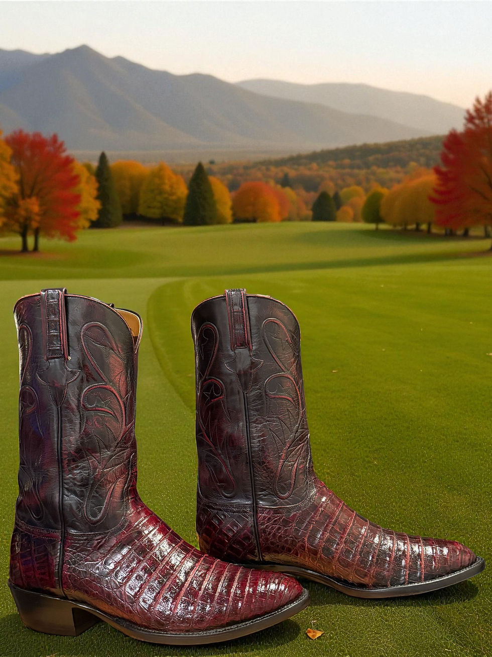 Thumbnail: Lucchese Classics Handmade Black Cherry Caiman Ultra Belly L213463 Sz 13-D