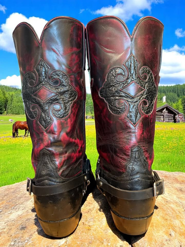 Thumbnail: Lucchese Handmade Black Cherry Full Quill Ostrich L6216.24 11.5-D 722-45289