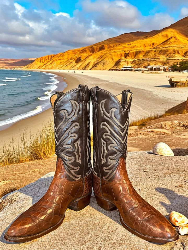 Thumbnail: Tony Lama El Rey Collection Brown Am Gator Bias Cut E0500 Size 9-D 975-18525