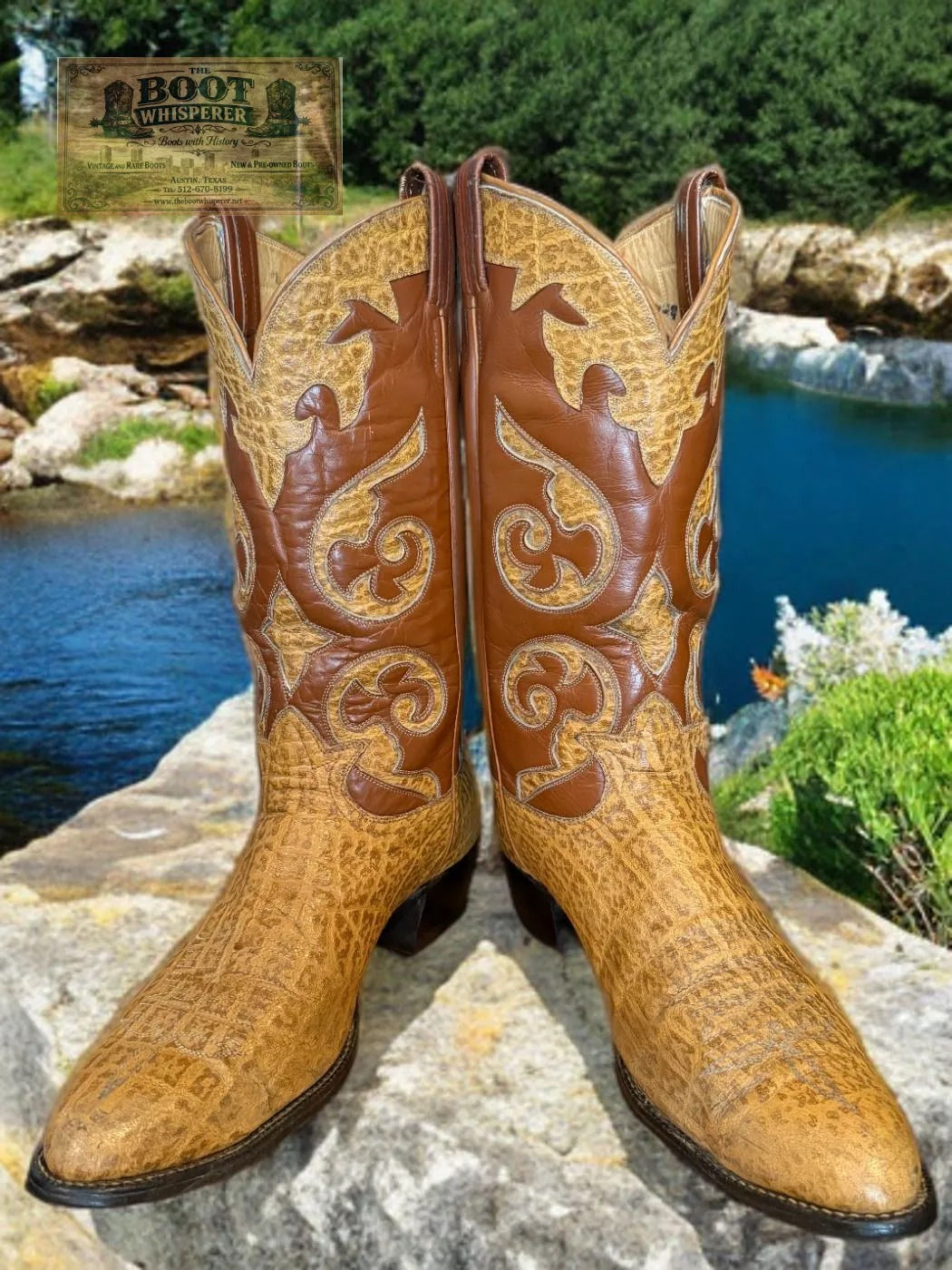 Tony Lama VINTAGE Gold Label Buffalo Honey Grain Dumbo Foot Sz 12.5-D 1274-19646