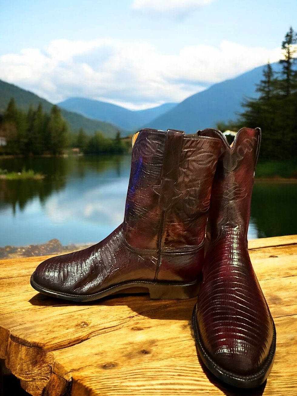 Thumbnail: Lucchese Classics Handmade Black Cherry Tegu Lizard GB5625RR 13-D NEW! 964-50878