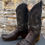 Thumbnail: Justin Boots Pre-Ban Chocolate Sea Turtle Style P7304 Size 10-D WOW! 1095-40000