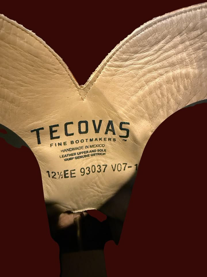 Thumbnail: Tecovas The Wyatt 1001 Russett Exotic Full Quill Ostrich 12.5-EE WOW! 868-20604
