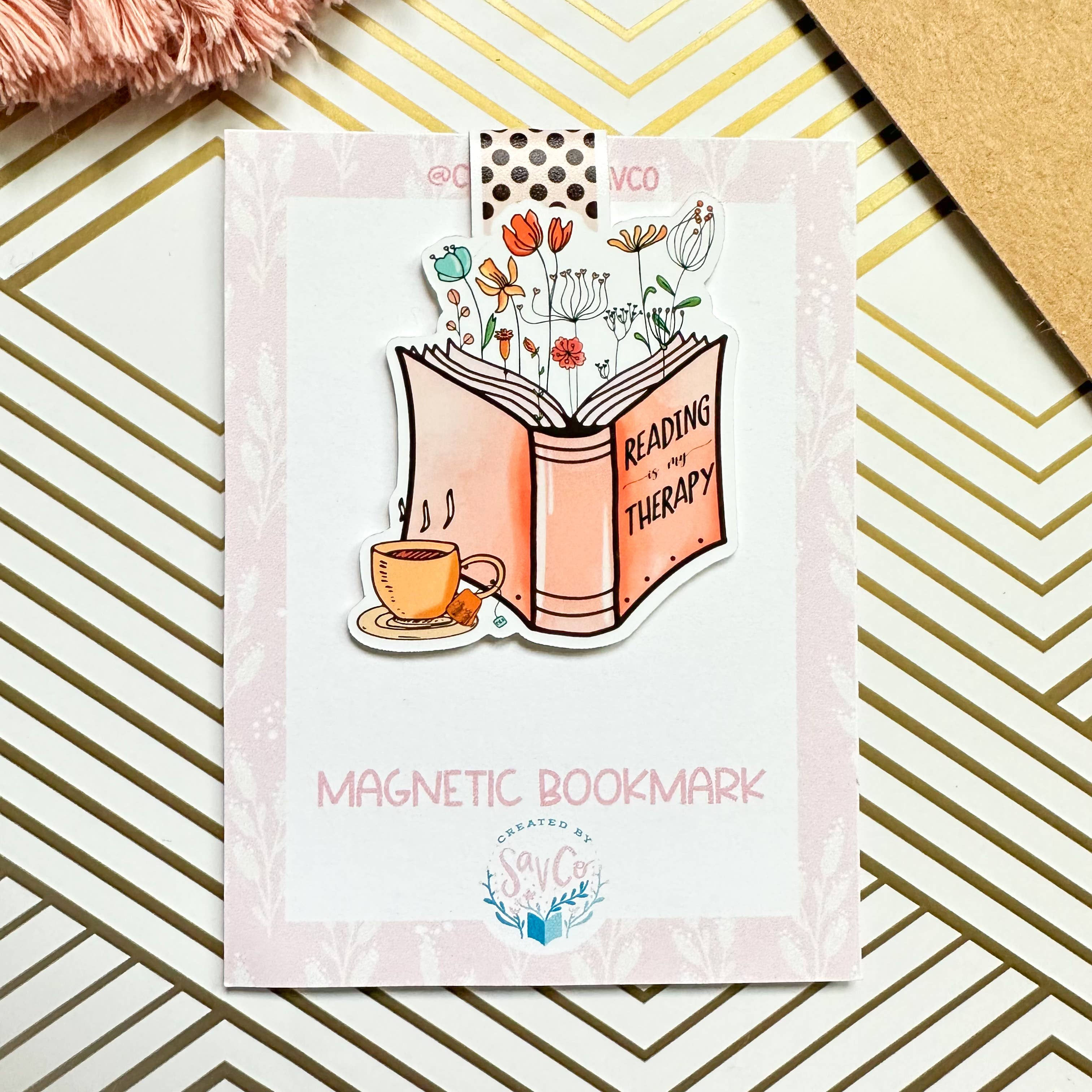 Floral Reading is my Therapy Cute Magnetic Bookmark