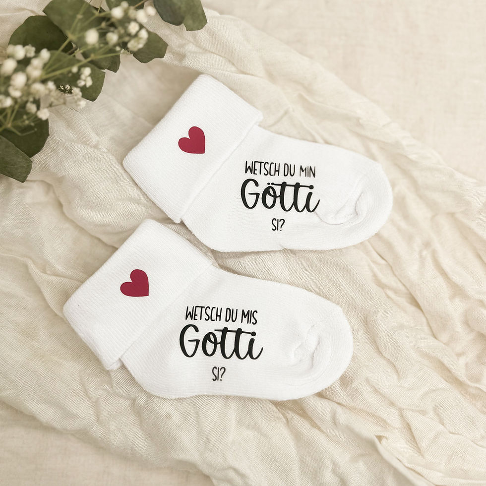 Babysöckchen personalisiert, Gotti fragen