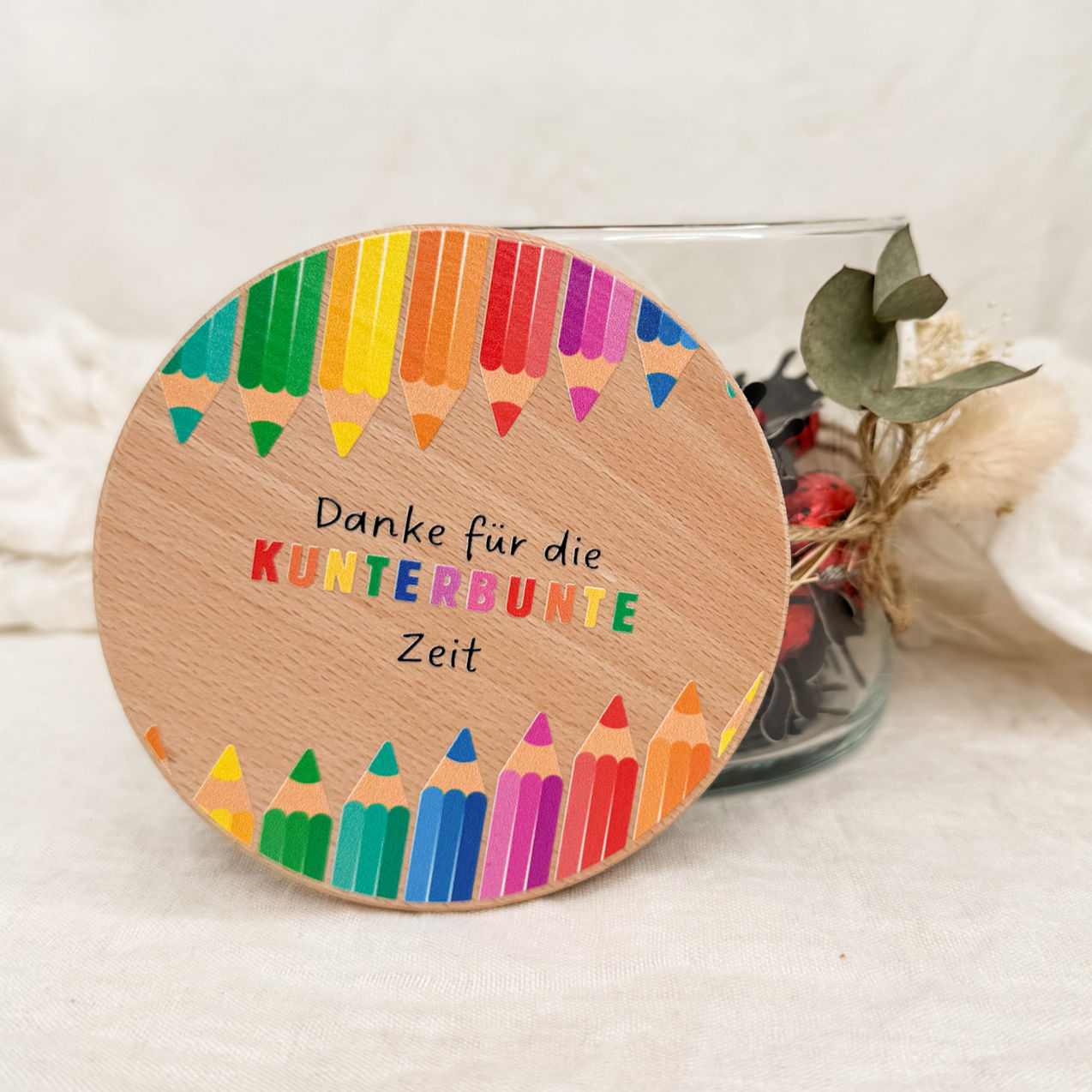 Vorratsglas "Danke für die kunterbunte Zeit"