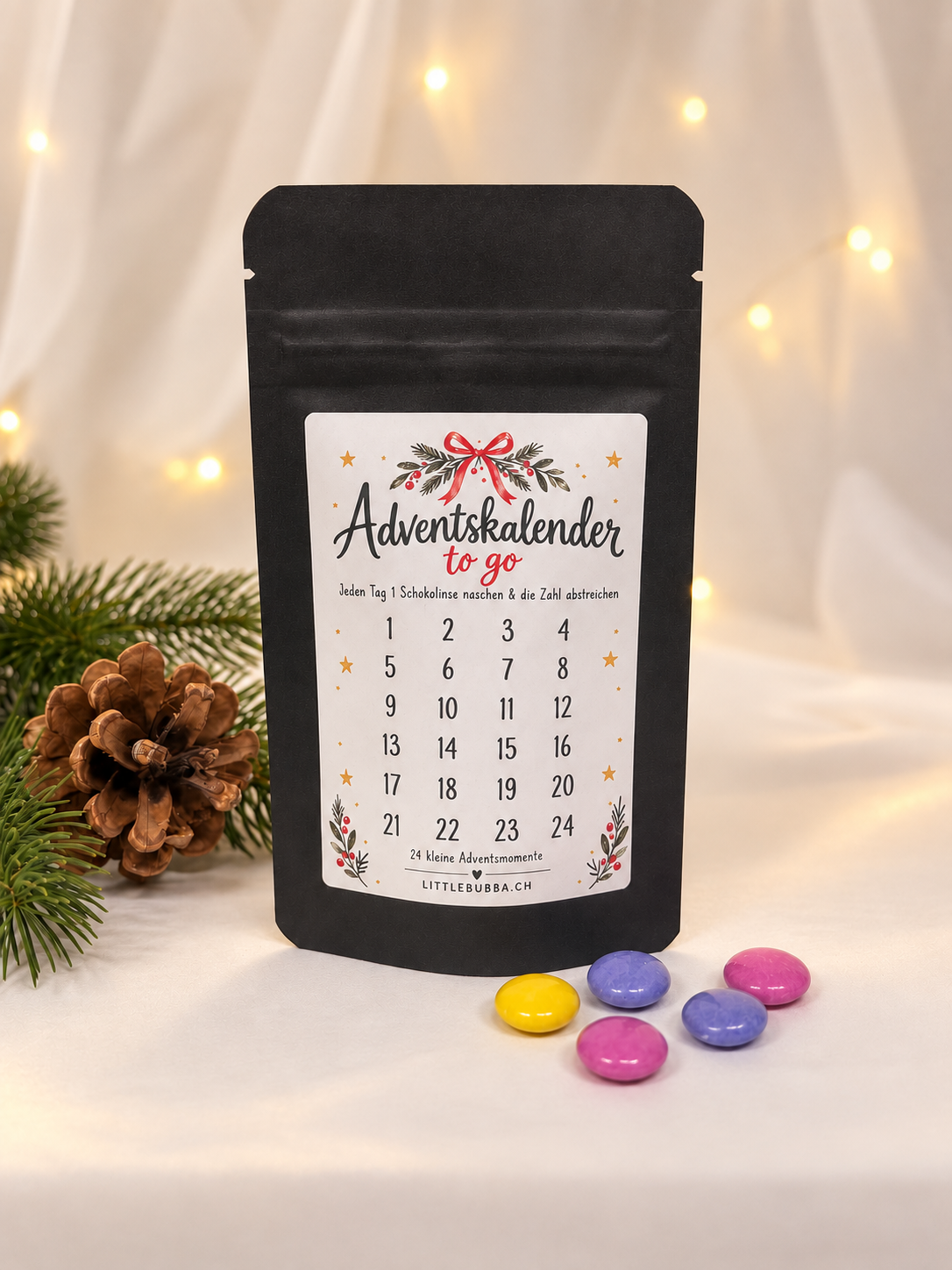 Mini Adventskalender mit Schokolinsen - Adventskalender to go