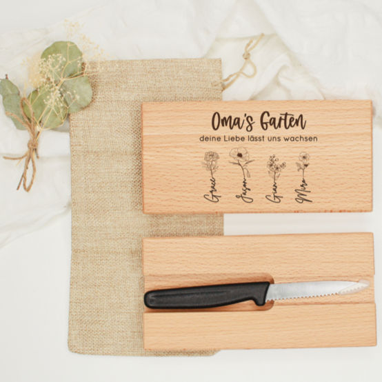 Wanderbrettli / Messerbrett "Oma's Garten"