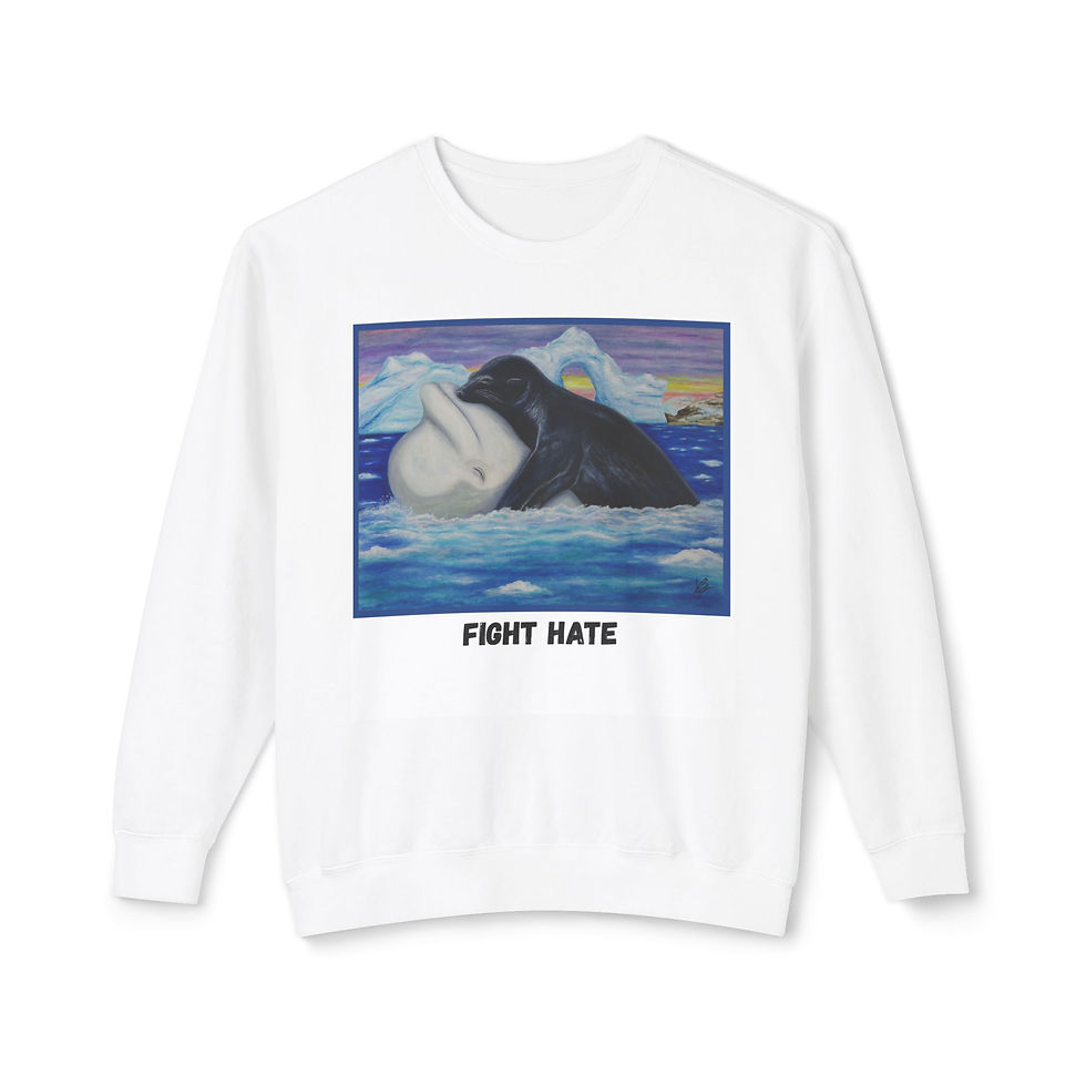 Thumbnail: "Fight Hate" Crewneck Sweatshirt — Orca & Beluga Saving Each Other