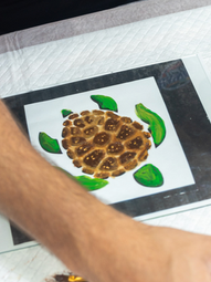 Painted turtle on glass depicting our glass painting project