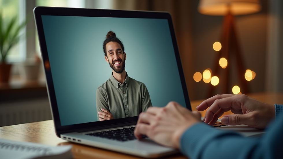 Close-up view of a laptop screen showing a virtual soul guidance session in progress