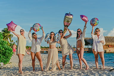 Birthday and quinceañera photo session on Dominicus Beach during a celebration in Bayahibe, Dominican Republic