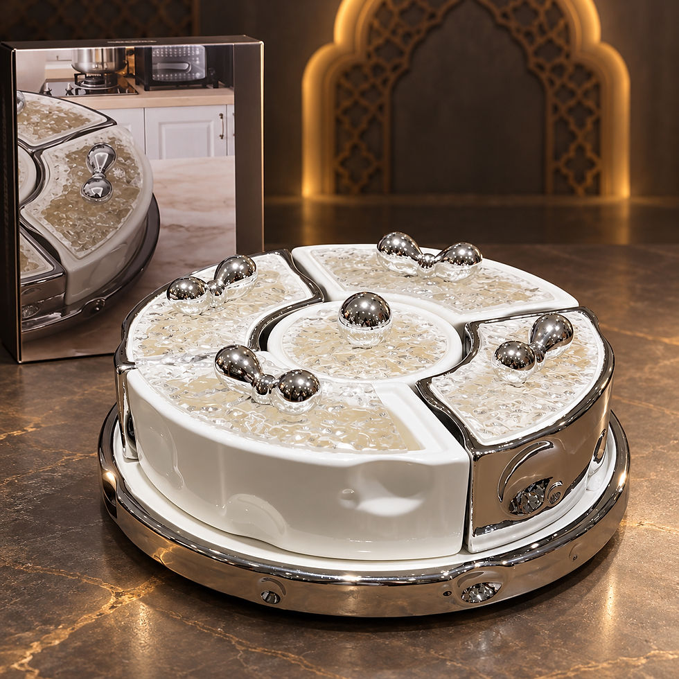 Thumbnail: Ceramic Compartment Serving Tray with Handles