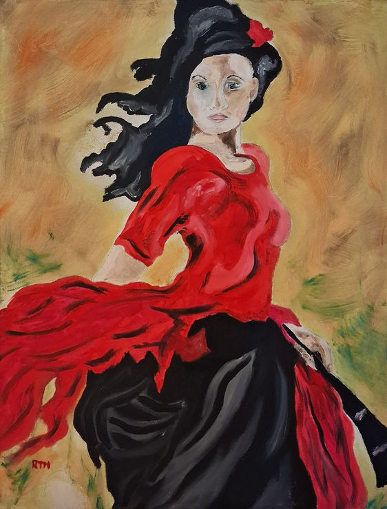 Oil painting of a lady dancing in a red dress
Size 36 cm (W) 46 cm (H)