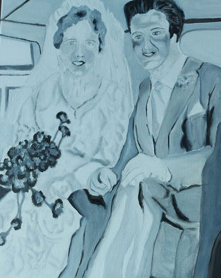 Black and white Oil Painting of a Couple going to their wedding
Size 45 cm (W) 61 cm (H)