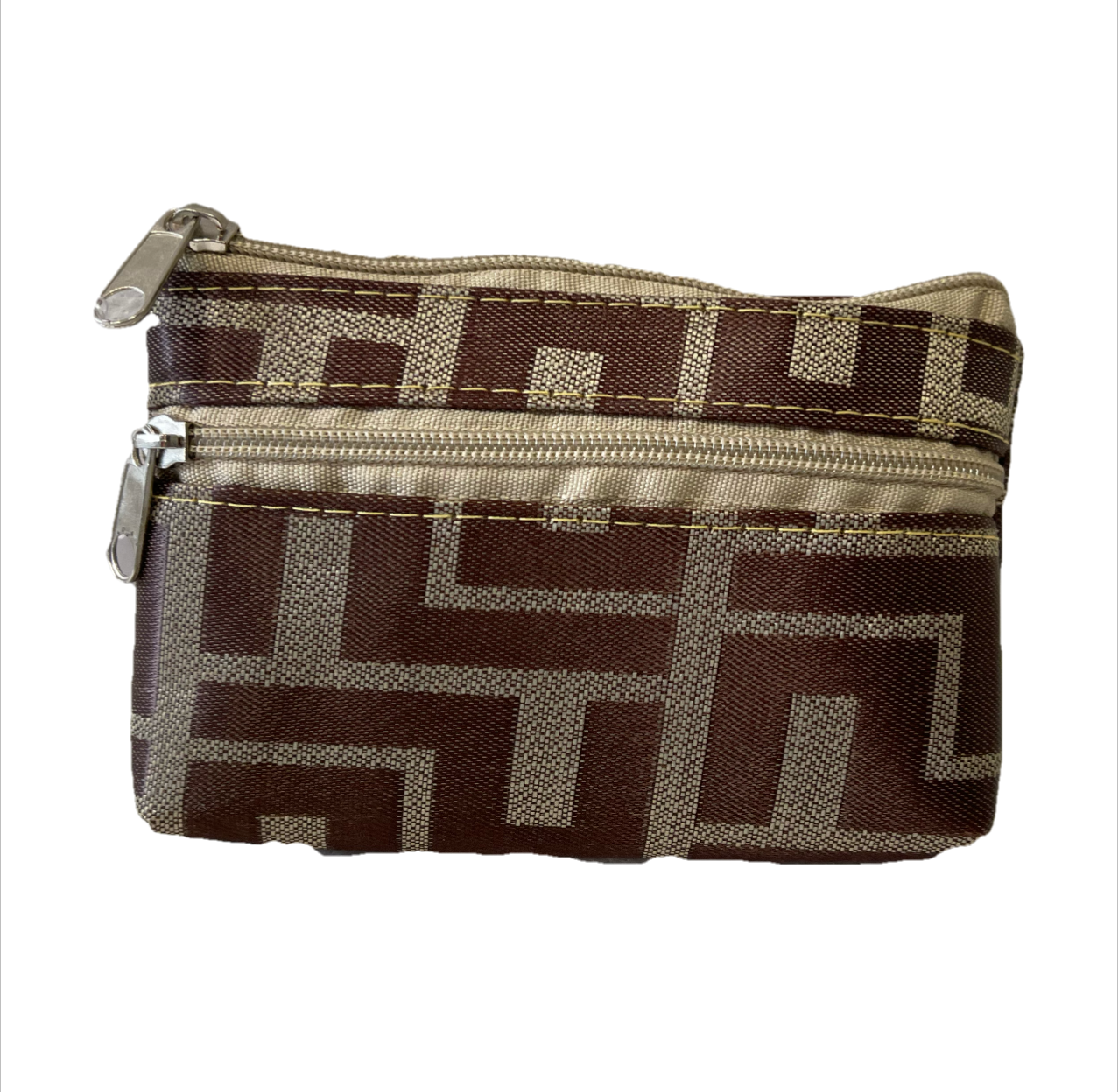 monedero señora con dos cremalleras marron