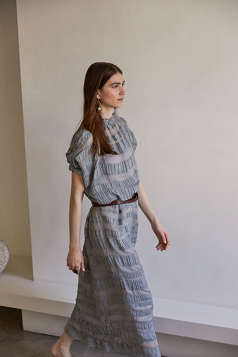 Ruched Silk Chiffon Banded Dress